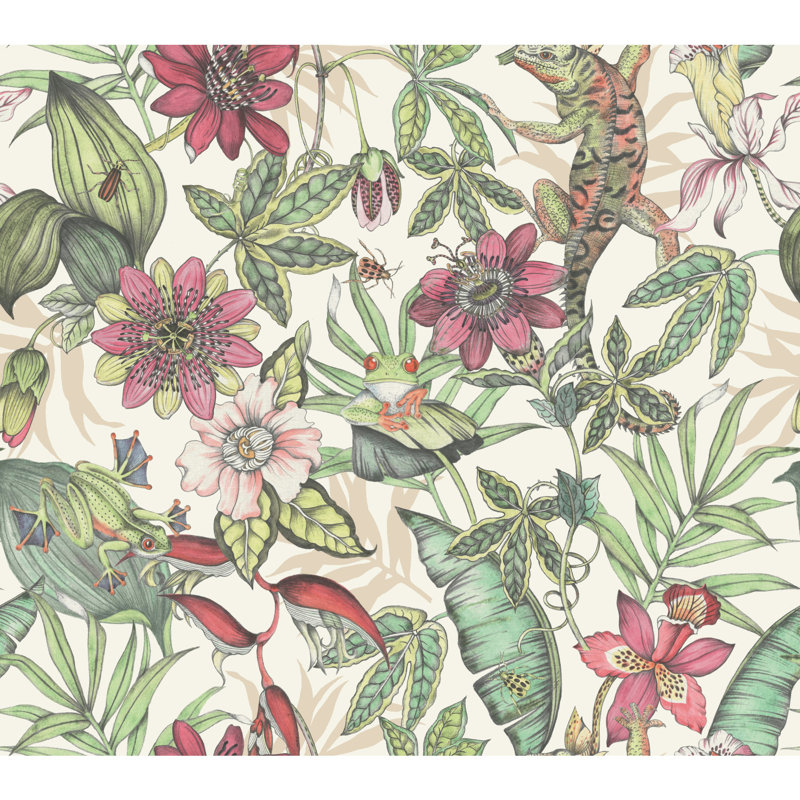 Rouleau de papier peint L 27 pi x l 27 po Aitza, Blanc / multicolore doux