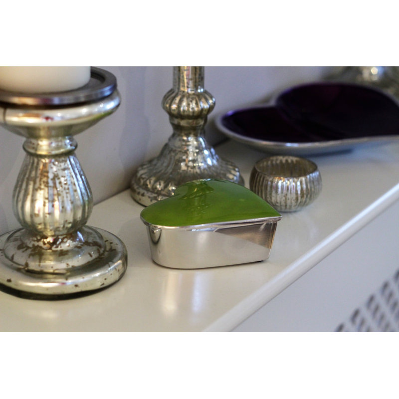 Metal Jewelry Box + Mirror, Lime