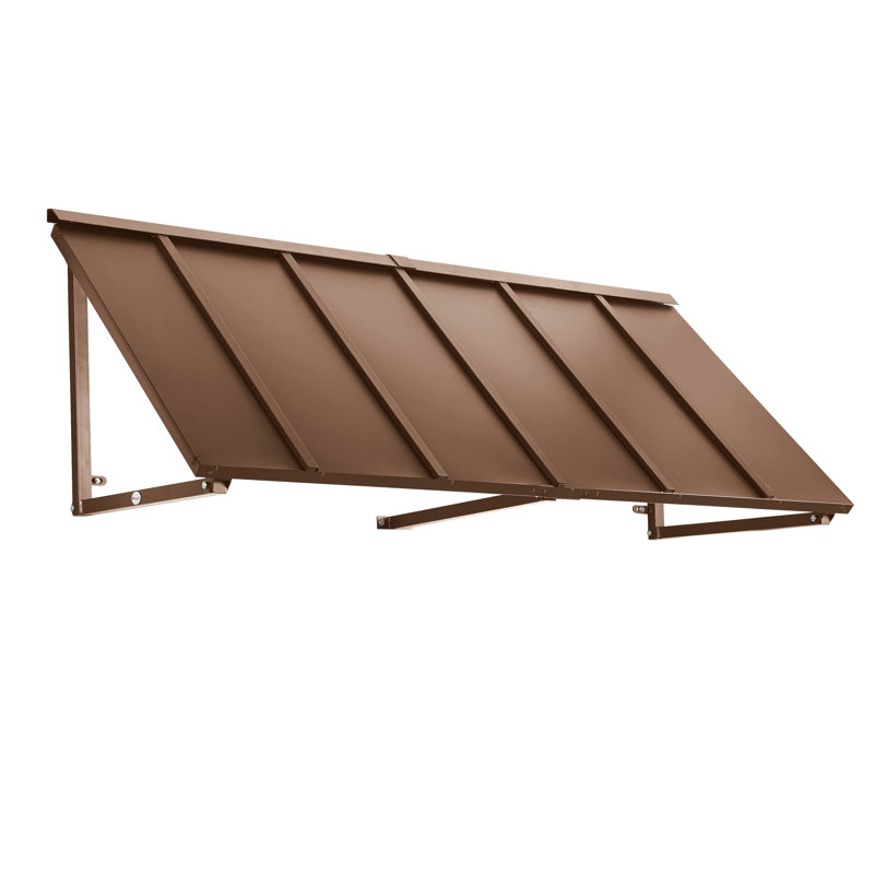 Auvent fixe en métal à coutures debout Awntech Houstonian avec côtés ouverts, Cuivre, H 24 po x l 92 po x P 24 po