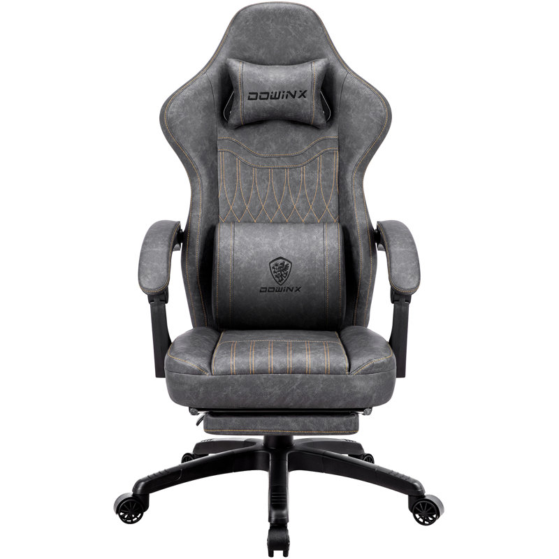 Ergonomic Gaming Chair with Massage Lumbar Support and Footrest — PU Leather Reclining Computer Desk Chair with Pocket Spring Cushion for Adults, Big and Tall Users
