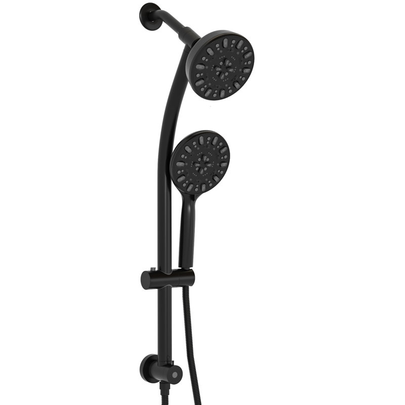 Matte Black Dual Shower Head With 4.7" Showerhead, Hand And Adjustable Parts Assembly 7, Matte Black
