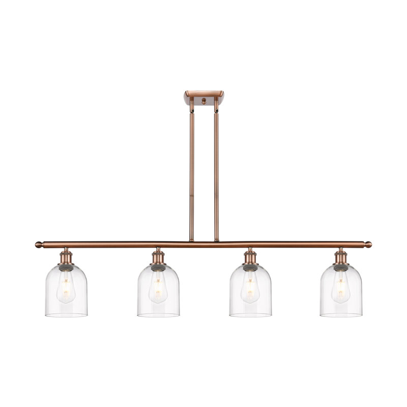 Odaniel 4 - Light Kitchen Island Pendant, Antique Copper, Clear