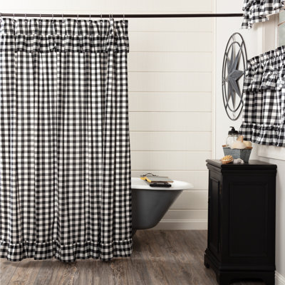 Annie Buffalo Check 100% Cotton Checkered Single Shower Curtain