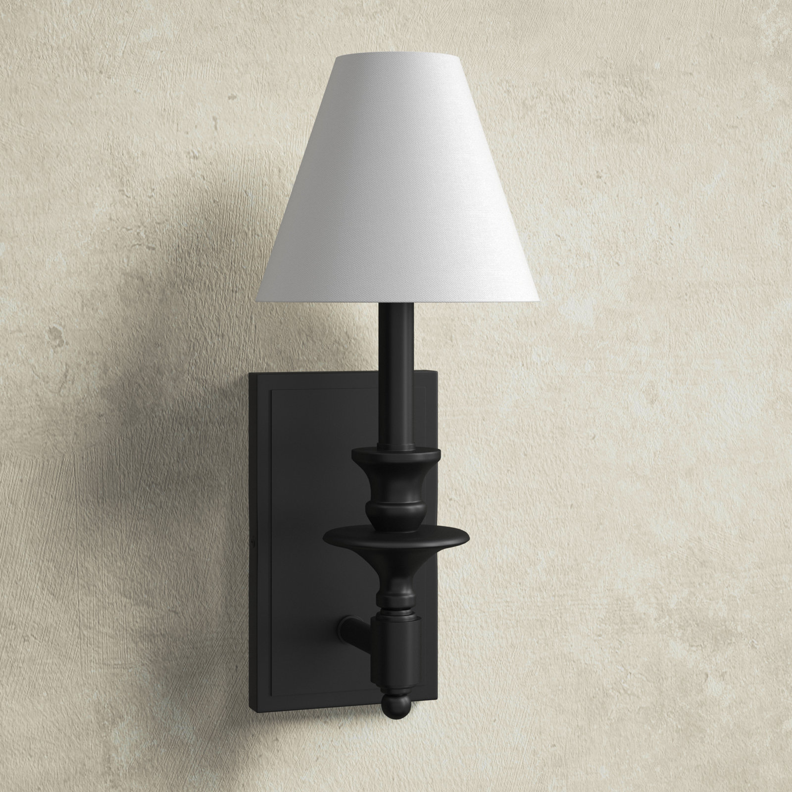 Alarins Single Light Dimmable Armed Sconce, Matte Black