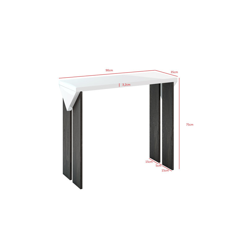 Trip 90cm Console Table, Concrete, White