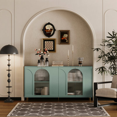 Aimun Sideboard,Buffet table,Dining cabinet,Office credenza with 4 Glass Doors by Mercer41
