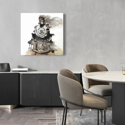 Vintage Train Canvas - Grey Industrial Home Decor Art