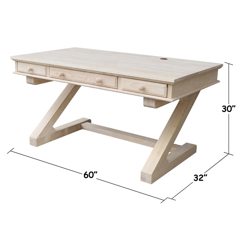 Gidney Solid Wood Writing Desk, Unfinished