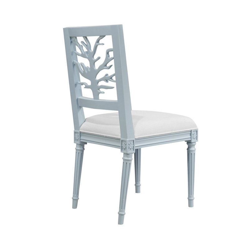 Chaise d'appoint à dossier à lattes McKay, Laque bleu clair mat