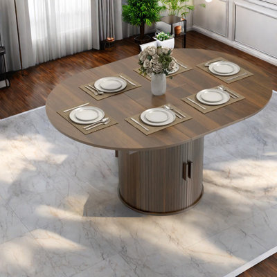 Table de salle à manger extensible en noyer, de style moderne, parfaite pour recevoir à la maison