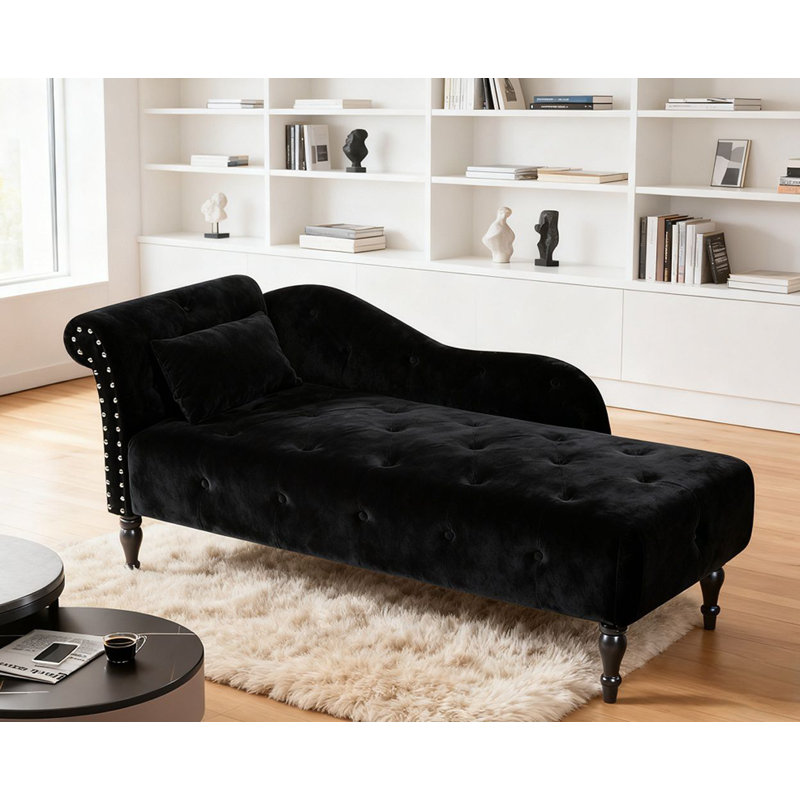 Méridienne capitonnée 60,6 po, Noir, noir, noir, noir