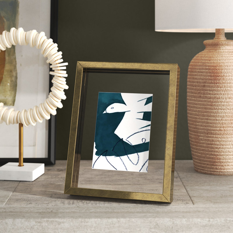 Cosima Gold Wood Floater Picture Frame, 9" H x 7" W x 1.5" D