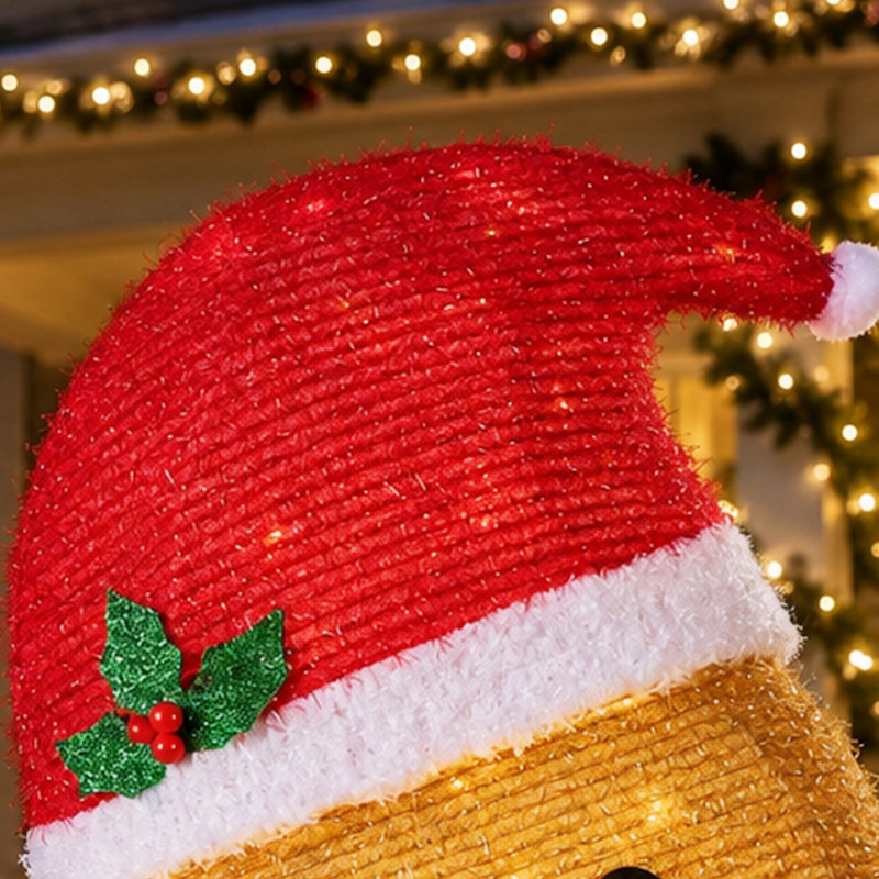 Décoration de Noël extérieure de 122 cm de haut : bonhomme en pain d'épice 3D avec lumières DEL blanc chaud