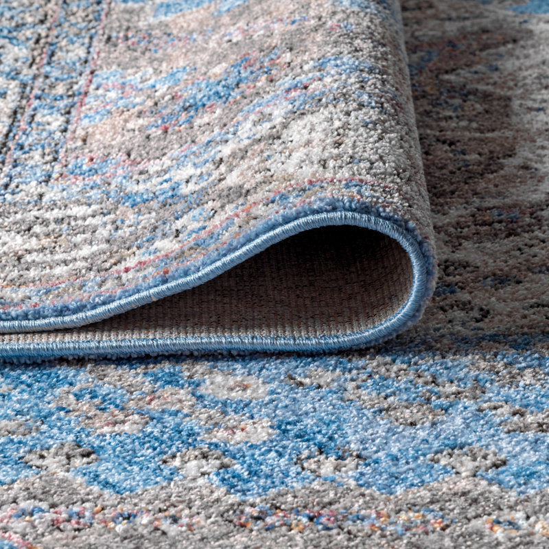 Tapis turquoise / gris Stilwell, Rectangle 4pi x 6 pi