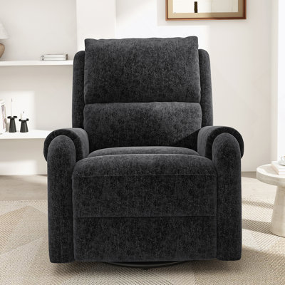 Fauteuil inclinable manuel pour fauteuil de massage avec fauteuil inclinable et pivotant avec une poche de rangement latérale pour le salon, la chambre à coucher et la chambre de bébé, noir