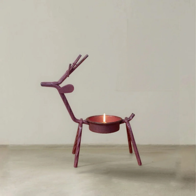 Porte-bougie cerf en fer en métal, porte-bougie debout de renne debout, décoration rustique de ferme pour table de salle à manger, manteau de cheminée et décor des Fêtes