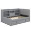 Lit de jour simple rembourré de tissu avec couchette, tablettes de rangement intégrées, charge USB et prises de courant-2000854518
