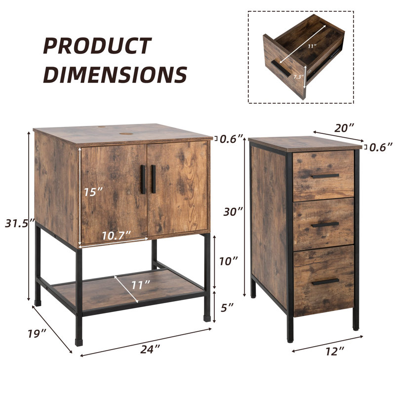 Ensemble de meuble-lavabo simple 36 po Conrado, Brun, Brun