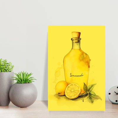 Bouteille de limonade fraîche, art abstrait rustique, fruit abstrait