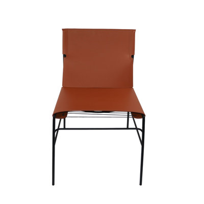 18" Seat Height Fabien Upholstered Leather Dining Side Chair with Stitching Detail 