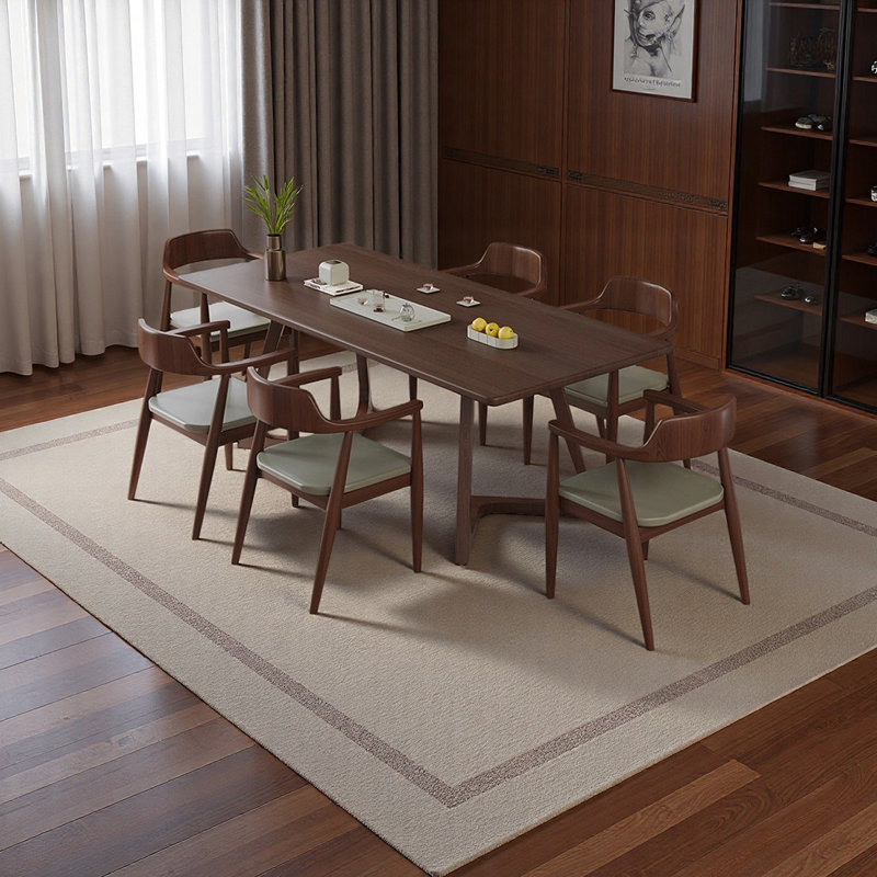 Table de salle à manger d'inspiration rétro, 7 pièces : table, 6 chaises, 29.52" H x 55.11" W x 31.49" D