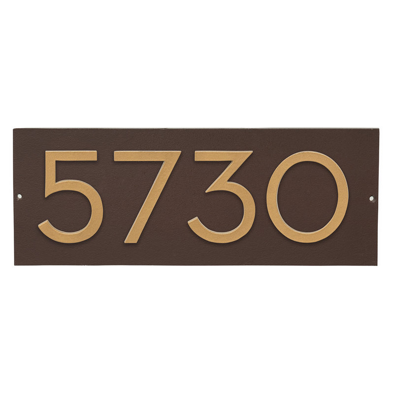 Plaque d'adresse horizontale flottante 4 po (4 chiffres), Bronze romain, Or, Oui