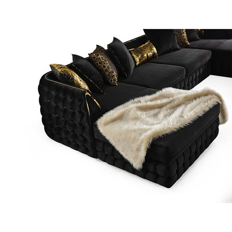 Canapé modulaire Lehar, Velours noir