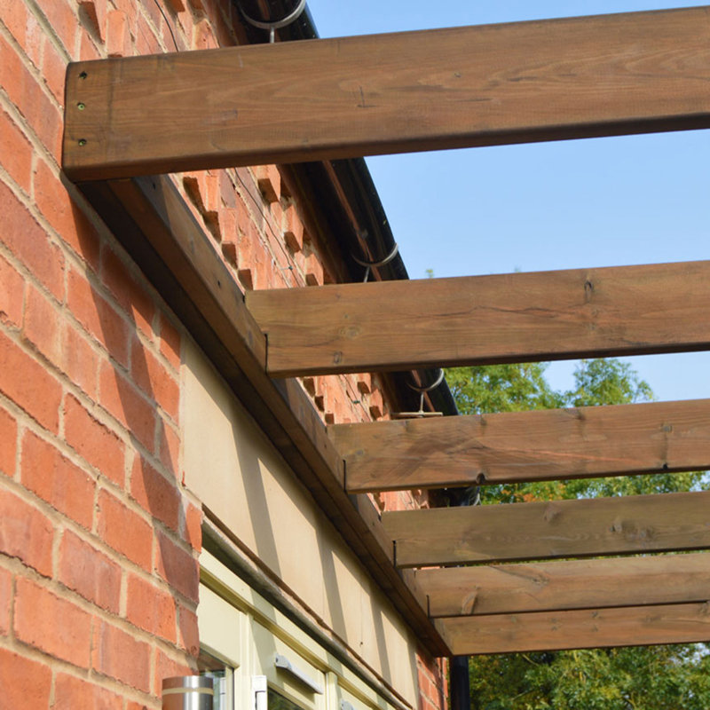 Randi Manufactured Wood Pergola, Rustic Brown, 256cm H x 300cm W x 300cm D