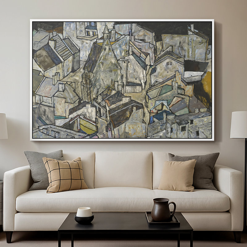 «Mödling II» par Egon Schiele, 26 x 40, Blanc