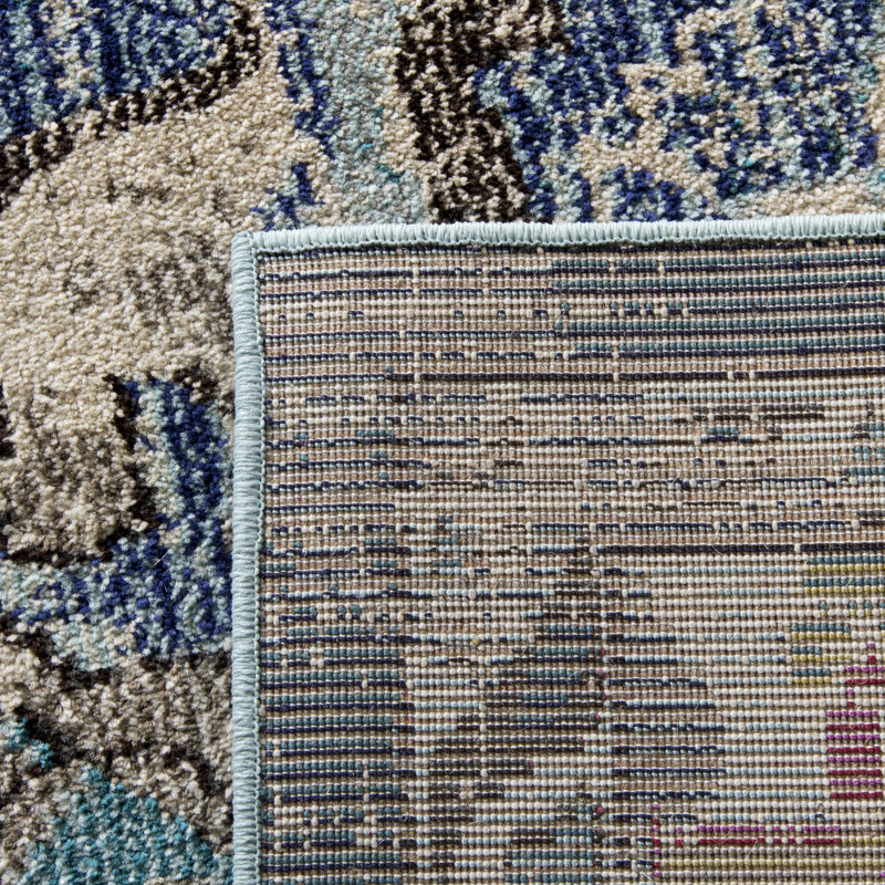 Almyra Oriental Area Rug, Runner 2'2" x 6', Navy/Light Blue