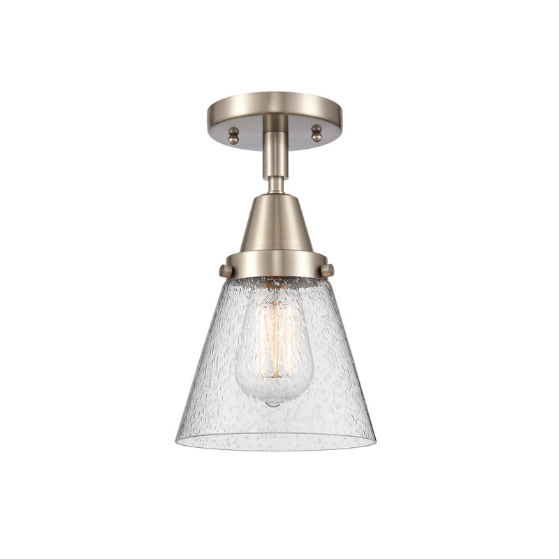 Glass Flush Mount, No Bulb Included, Yes, Brushed Satin Nickel