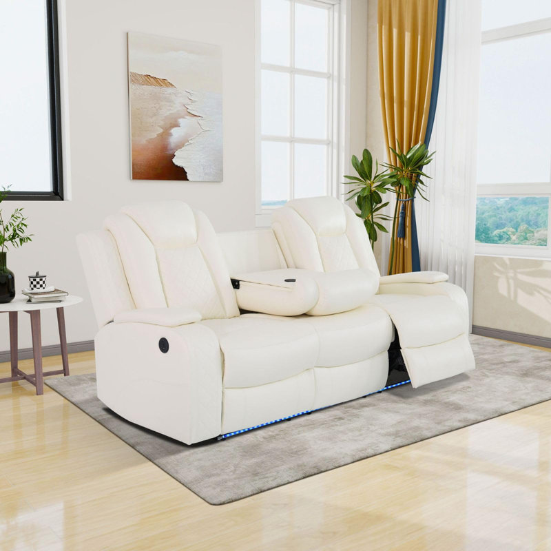 Canapé inclinable en cuir Breathing, Blanc