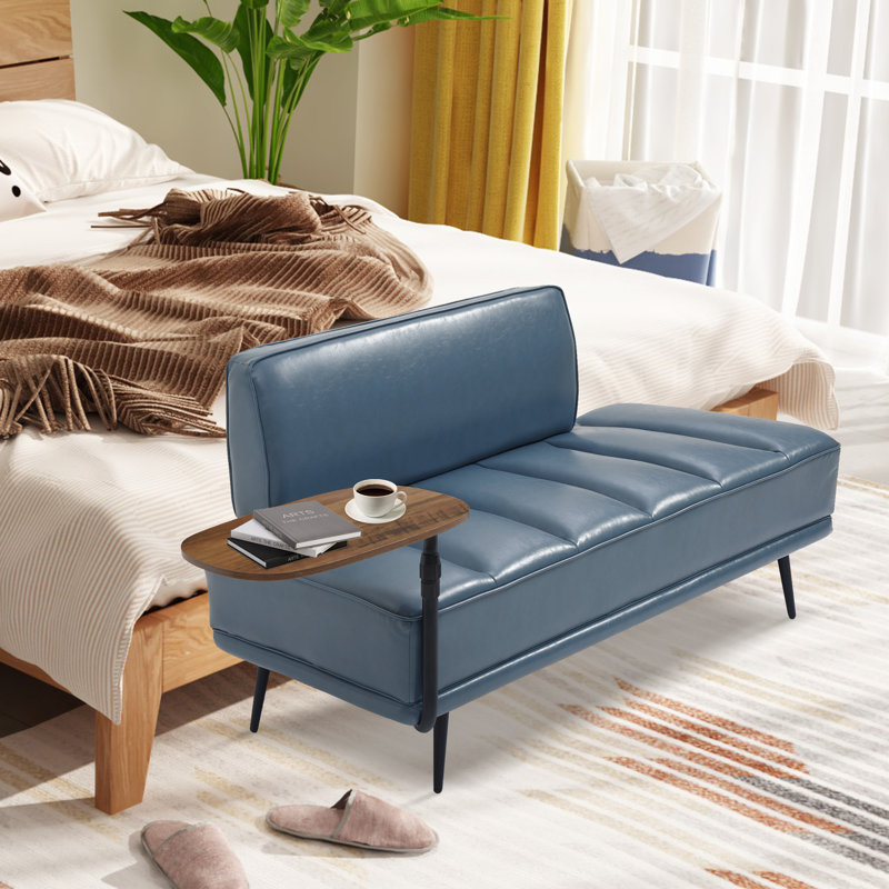 Banc de bout moderne avec pieds en bois pour le salon, Gris