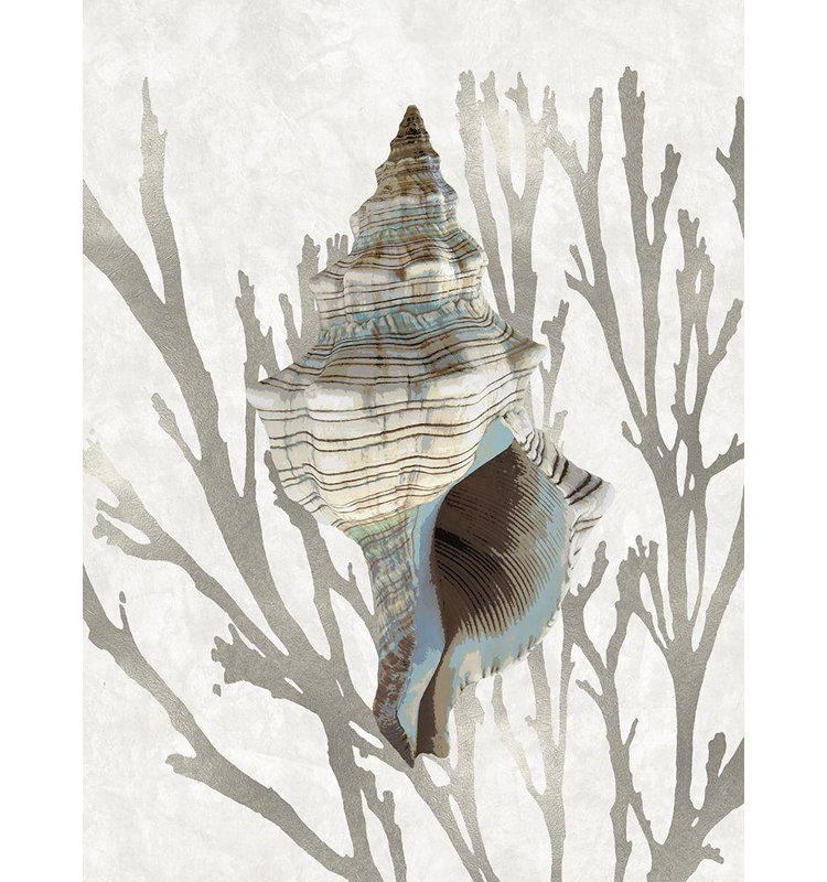 Art sur toile tendue avec Dovecove Kelly, Caroline, Shell Coral Silver III, H 47 po x l 36 po