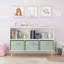 Bibliothèque pour enfants avec tiroirs en tissu pliables, présentoir à livres et rangement pour jouets, blanc/vert