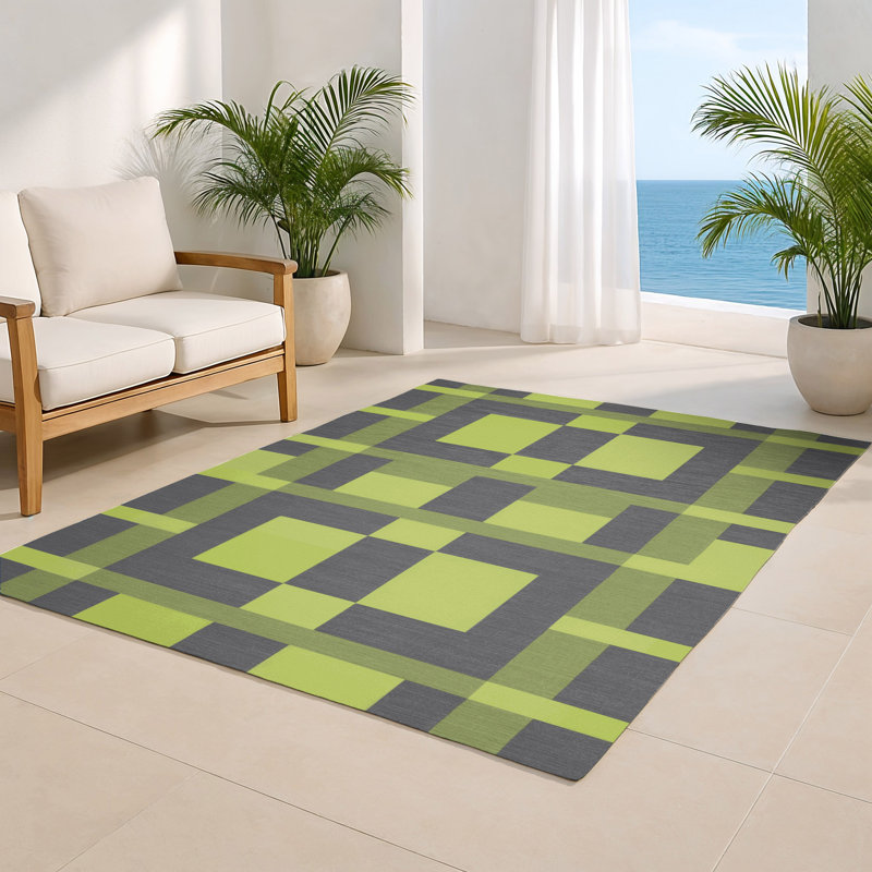 Tapis d'intérieur et d'extérieur à carreaux gris, Rectangulaire 2 pi x 3 pi