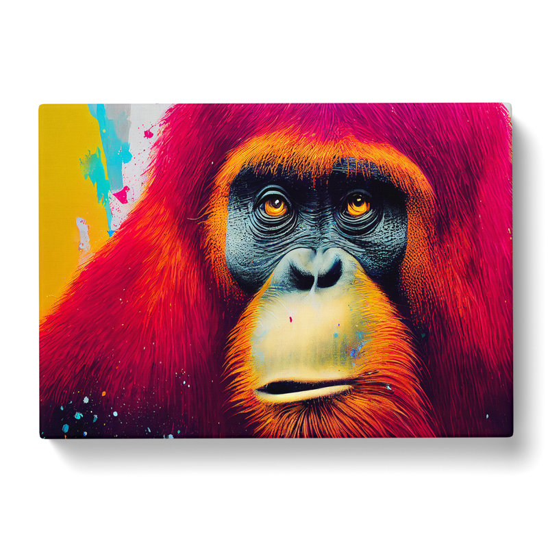 Painted Orangutan - Wrapped Canvas Painting, 35cm H x 50cm W x 3cm D