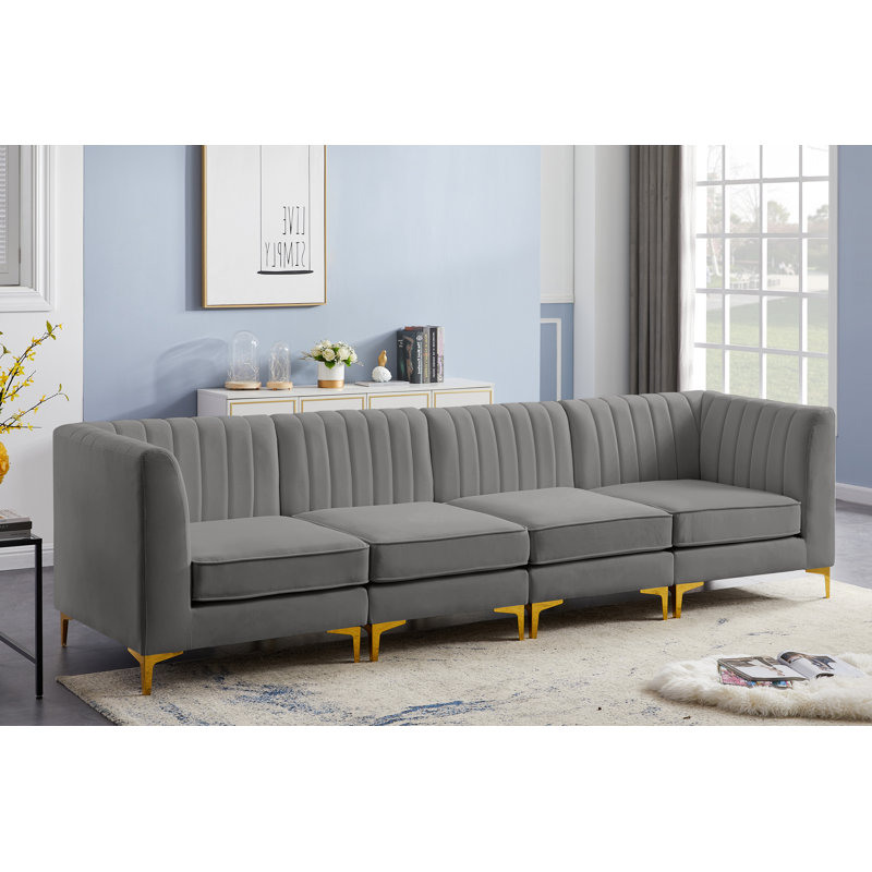 Canapé modulaire Enson, Velours gris