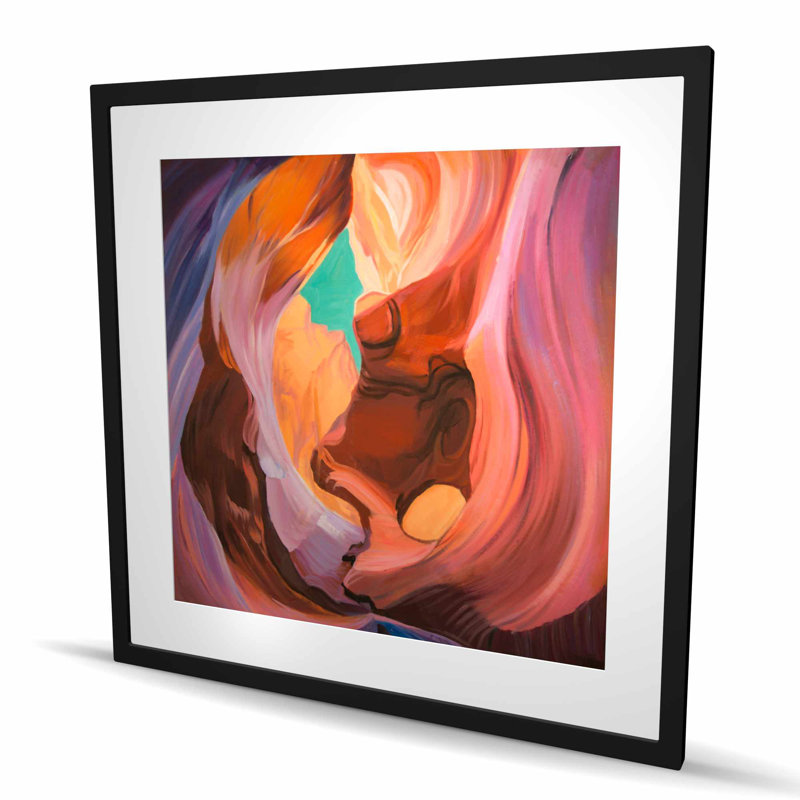 Vue intérieure du canyon Antelope - impression de paysages orange, H 36 po x l 36 po, Noir