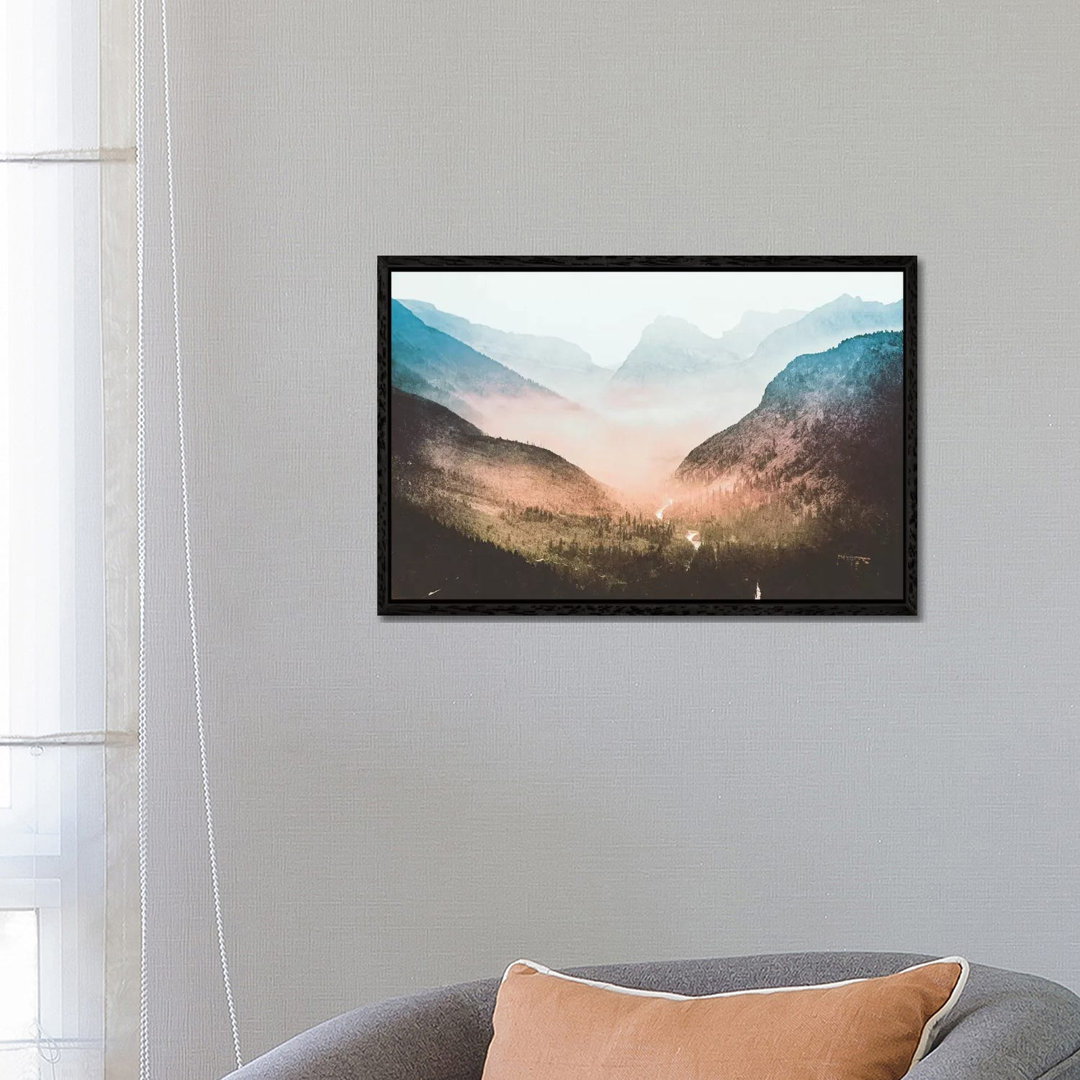 Blue Sunrise Mountain Adventure At Glacier National Park I von Nature Magick - Gallery-Wrapped Canvas Giclée on Canvas