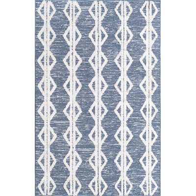 Tapis contemporain Eiryn de couleur bleu marine