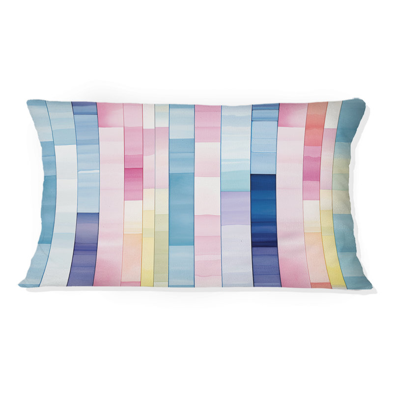 Watercolor Dreams - Motif rayé rose II - Coussin rayé en polyester
