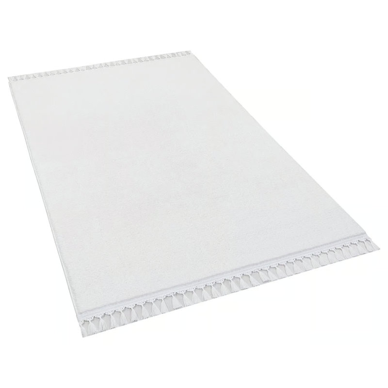 Tapis blanc en coton tissé à la machine Fideline, Rectangle 2 pi 7 po x 4 pi 11 po