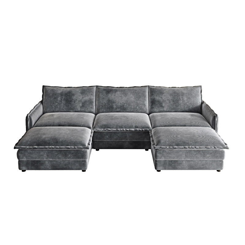 Canapé rembourré avec repose-pieds, Gris