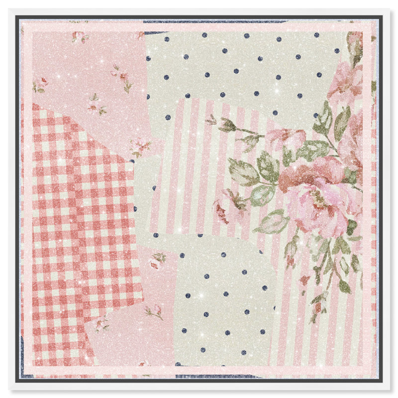 Patchwork Glam Print by Oliver Gal, 31"H x 31"W, White Floater Frame