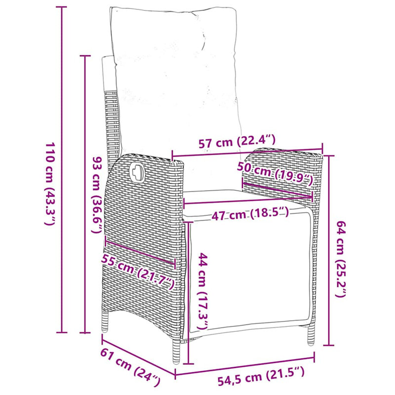 Patio Dining Set with, 73cm H x 160cm W x 80cm D, 4