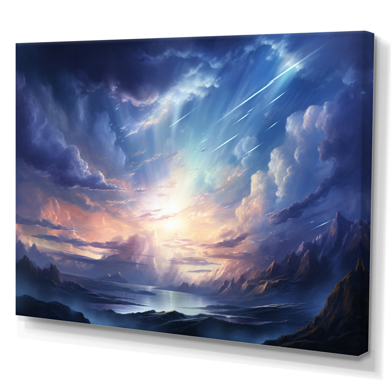 Météores pluie de lumière II sur toile, H 12 po x l 20 po x P 1 po, Toile tendue