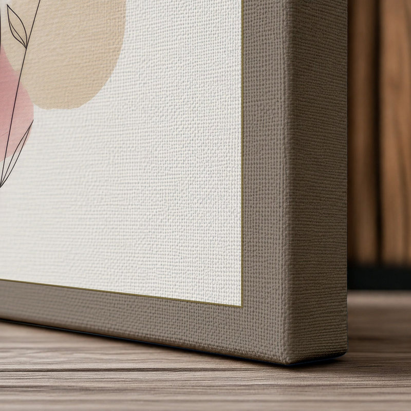 Blooming Stems Botanical 1 Piece Wrapped Canvas Wall Art, 30x20 - 76.2 x 50.8 cm, Taupe Border