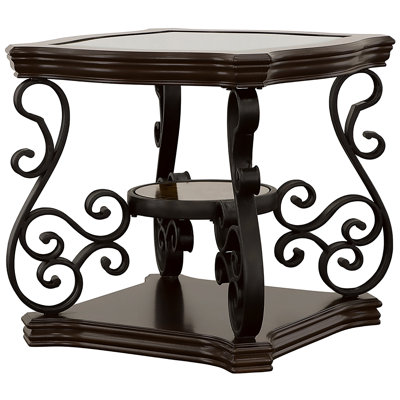 2 - Shelf Glass Top End Table, Suits Different Furniture Configurations, Adds Warmth To Living Area, Metal Construction Table With Configuration For Cabinets And Furniture, Increases Functionality,