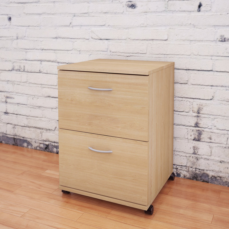 18.6'' Wide 2 -Drawer Mobile File Cabinet, Natural Maple